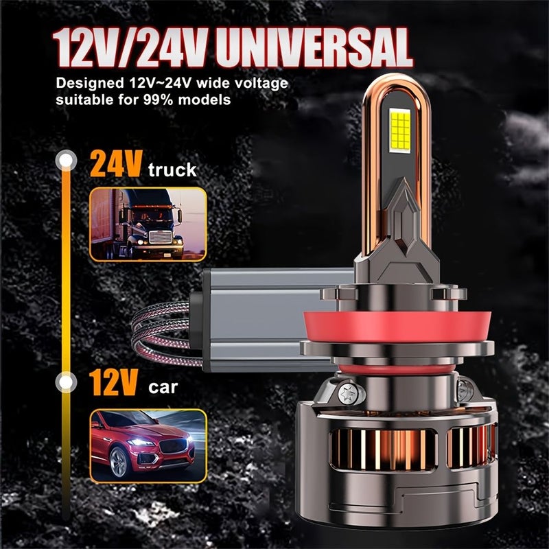 2 LED Headlights for H4 9003 HB2 59300 Lumens 12V 24V High Low Fog Lights - Image 5