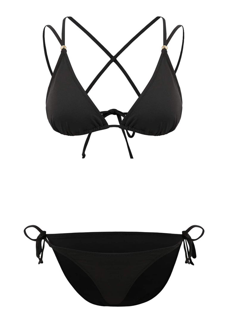 trendyol Black Triangle Covered Low Waist Regular Bikini Set with Accessories Tbess26Bt00048 - Image 3