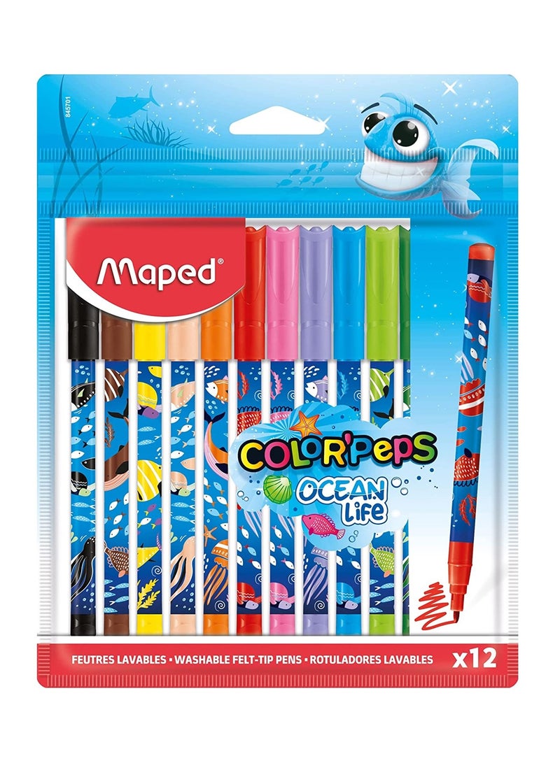 Maped 12-Piece Ocean Deco Felt Pen Multicolour - Image 1