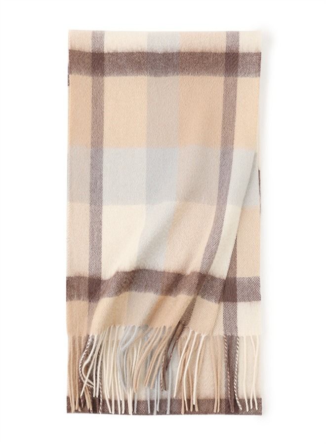 Loquat Warm Long Cashmere Check Scarf Multicolour 