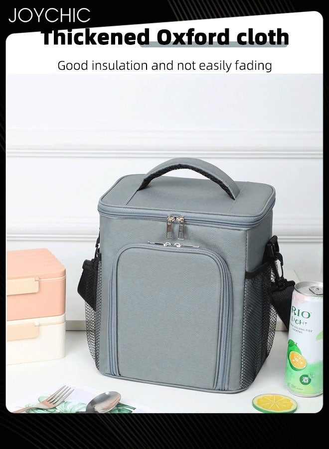 Joychic Solid Pattern Large Capacity Food Insulation Bag Antifouling and Leakproof Reusable Lunch Bag with Handle Strap for School Office Work Travel Outdoor - Image 3