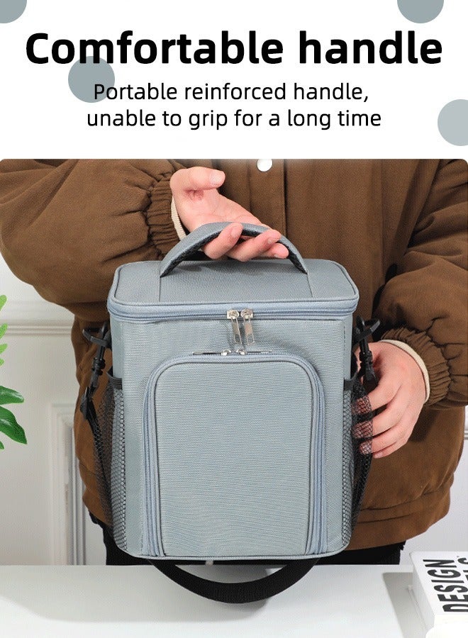 Joychic Solid Pattern Large Capacity Food Insulation Bag Antifouling and Leakproof Reusable Lunch Bag with Handle Strap for School Office Work Travel Outdoor - Image 4
