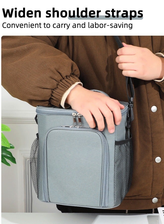 Joychic Solid Pattern Large Capacity Food Insulation Bag Antifouling and Leakproof Reusable Lunch Bag with Handle Strap for School Office Work Travel Outdoor - Image 5