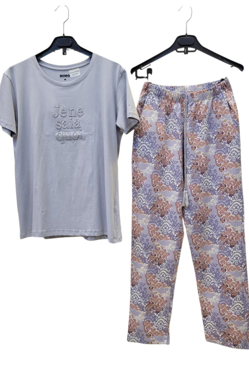 mimo Cotton women printed short sleeve pajamas set - Image 2