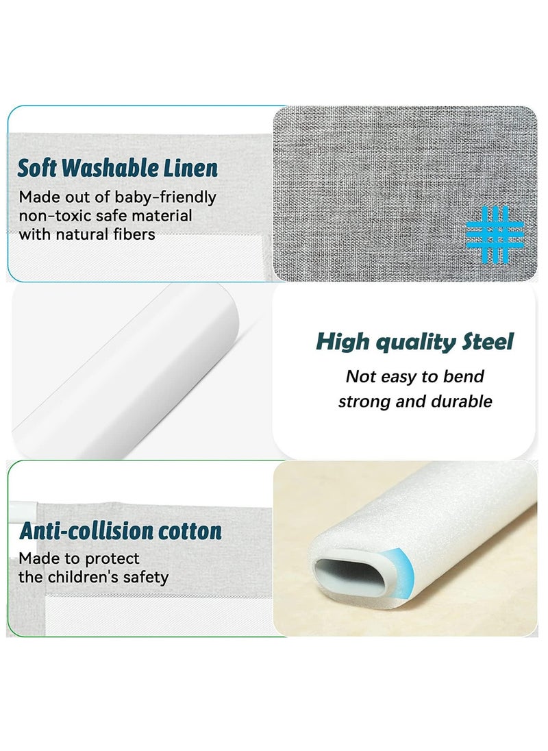 VUCATIN - Foldable Crib Guardrails Toddler Bed Fence Upgraded and Reinforced Safety Bed Guardrails Suitable for Cribs Single Beds And Double Beds (1 Piece) - Image 1