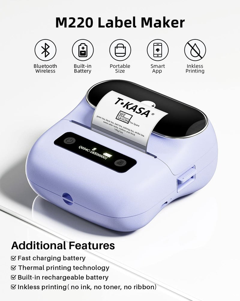 Phomemo Portable Thermal Bluetooth Label Makers - Wireless Thermal Label Printer for Address, Labeling, Mailing, File Folder Label, Office Supplies Organizing, Easy to Use, with 3 Roll Label - Image 2