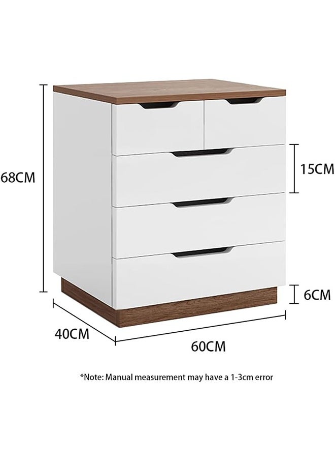 JCB CHIC - Simple Bedside Table, Modern Side Table Nightstand with Solid Wood Legs, Bedside Cabinet Mini Locker Storage Stand Cabinet Rack with 5 Drawer for Bedroom Living Room Sofa - Image 1