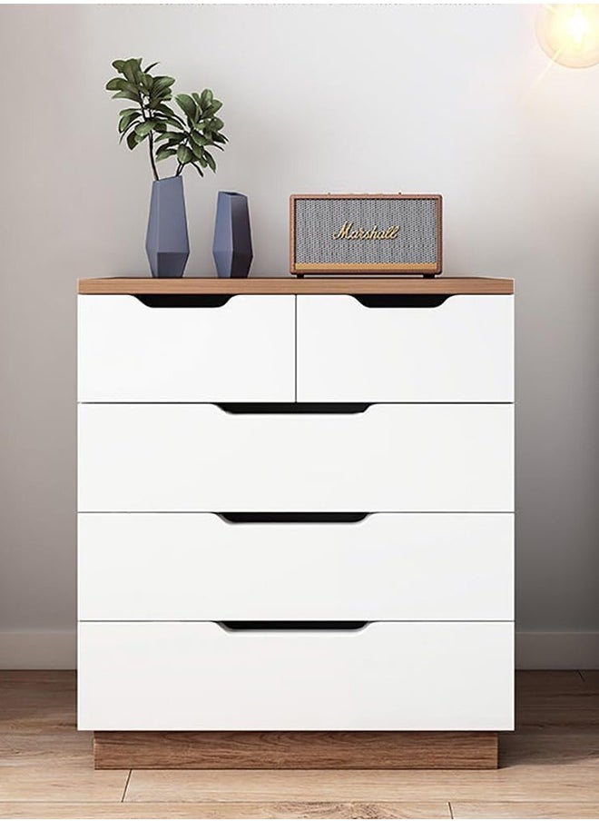 JCB CHIC - Simple Bedside Table, Modern Side Table Nightstand with Solid Wood Legs, Bedside Cabinet Mini Locker Storage Stand Cabinet Rack with 5 Drawer for Bedroom Living Room Sofa - Image 1