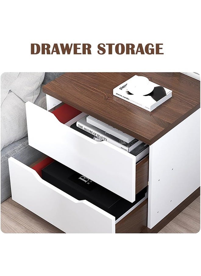 JCB CHIC - Simple Bedside Table, Modern Side Table Nightstand with Solid Wood Legs, Bedside Cabinet Mini Locker Storage Stand Cabinet Rack with 5 Drawer for Bedroom Living Room Sofa - Image 1