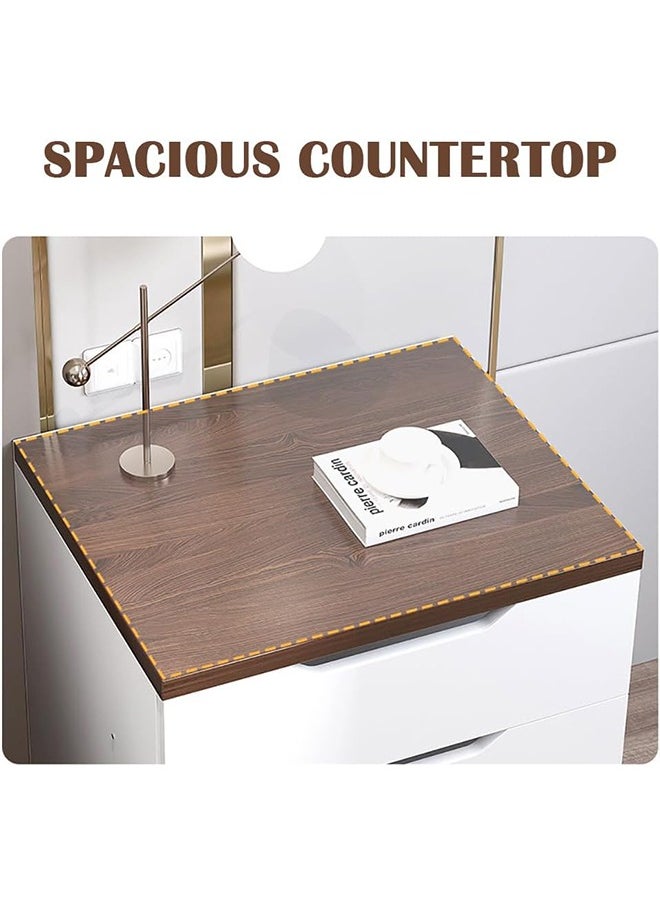 JCB CHIC - Simple Bedside Table, Modern Side Table Nightstand with Solid Wood Legs, Bedside Cabinet Mini Locker Storage Stand Cabinet Rack with 5 Drawer for Bedroom Living Room Sofa - Image 1