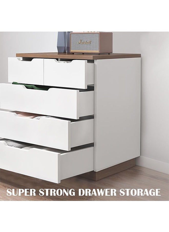 JCB CHIC - Simple Bedside Table, Modern Side Table Nightstand with Solid Wood Legs, Bedside Cabinet Mini Locker Storage Stand Cabinet Rack with 5 Drawer for Bedroom Living Room Sofa - Image 1