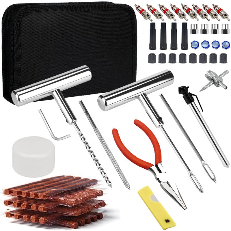 Ghguole Tyre Repair Kit, 70 Pieces Tyre Repair Kit Car, Tyre Repair Kit Car, Tyre Repair Kit Car with 30 Repair Strips for Cars/Motorcycles/Trucks/ATVs/Tractors/Motorhomes/SUVs/Vans etc - Image 1