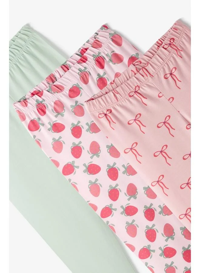JUNE June Girls 3-Pack Tight Light Pink - Green - Dark Pink