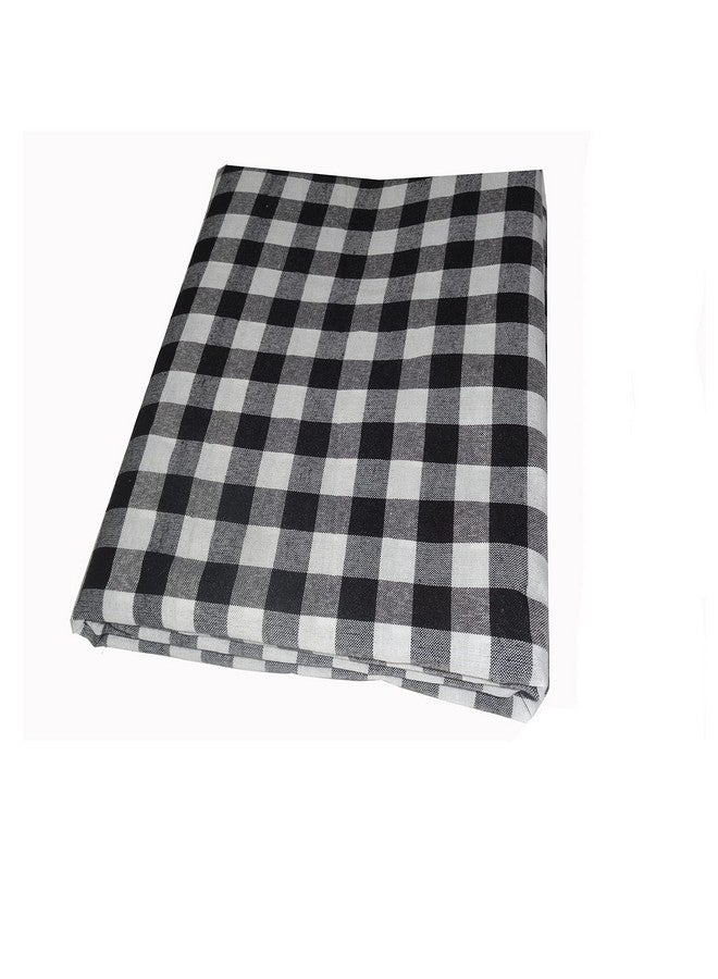 CRAZYWEAVES Handloom Khadi Cotton Bed Sheet for Single Bed Cover Premium Sustainable Fabric 100% Cotton Black, Big Checked Pattern Traditional Design (90X90, Black) - Image 1