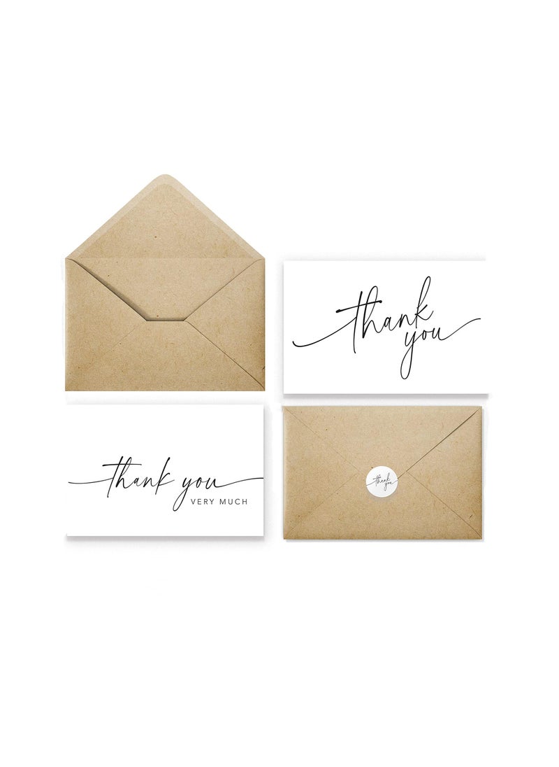 Sweet seven 25 Thank You Cards with Kraft Envelopes and Stickers - Versatile 4x6 Inch Minimalistic Design for Small Business, Events, and More  - Image 1