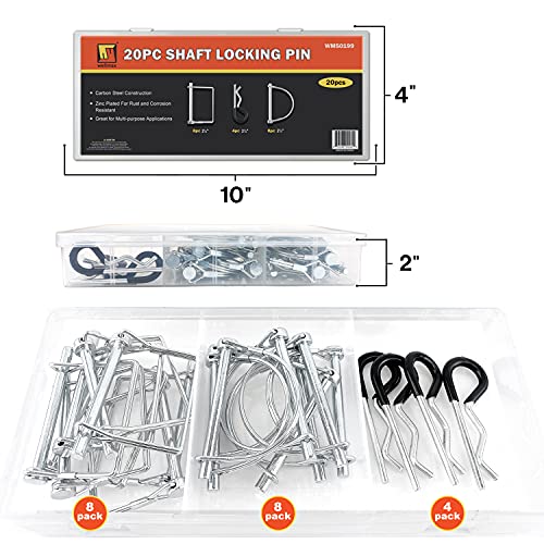 Wellmax 20 Pcs Shaft Locking Pin in 1/4 Diameter Zinc-Plated Heavy Duty Safety Pins, Bonus 4 Pcs Heavy Duty Trailer Hitch Pin for Trailer Lock and Hitch Pin Lock for Farm Lawn Garden Wagons (Silver) - Image 2