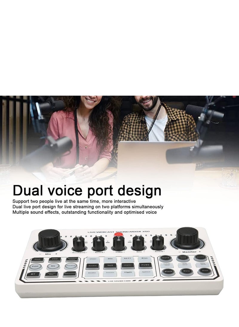 Bewinner X50 Live Sound Card, 12 Warm Up Sound Effects One Touch Mute USB External Sound Card DJ Mixer for Live Streaming, PC, Recording - Image 3