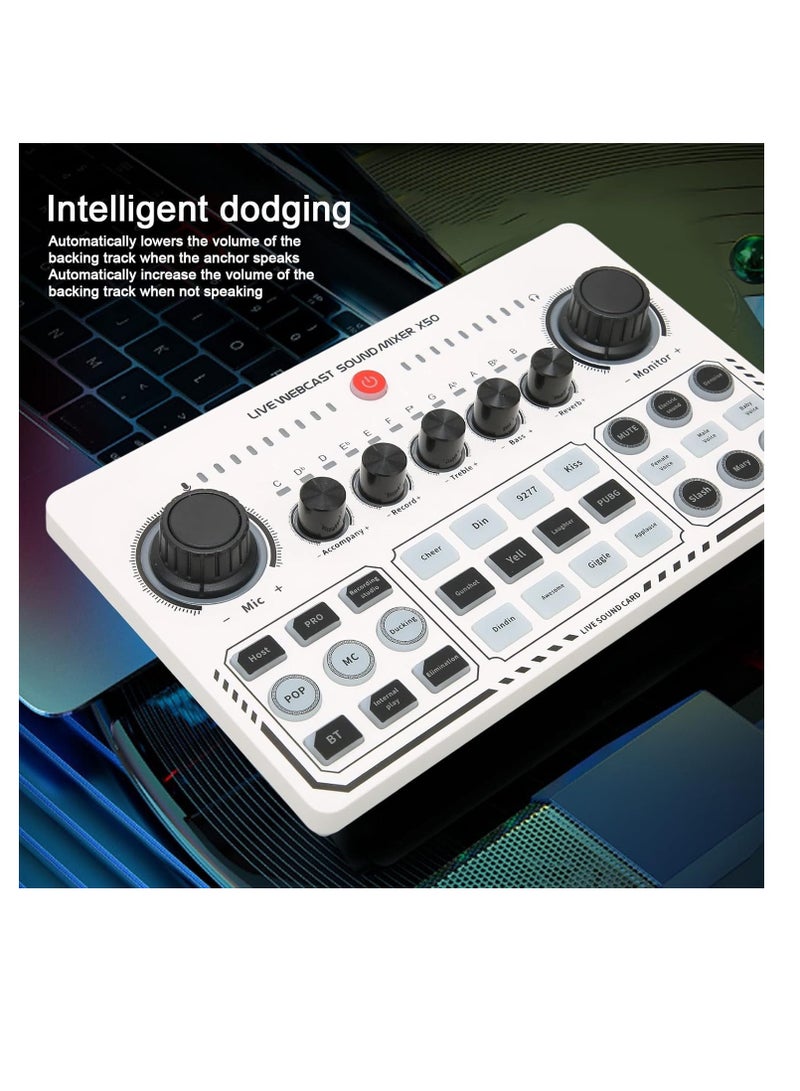 Bewinner X50 Live Sound Card, 12 Warm Up Sound Effects One Touch Mute USB External Sound Card DJ Mixer for Live Streaming, PC, Recording - Image 4