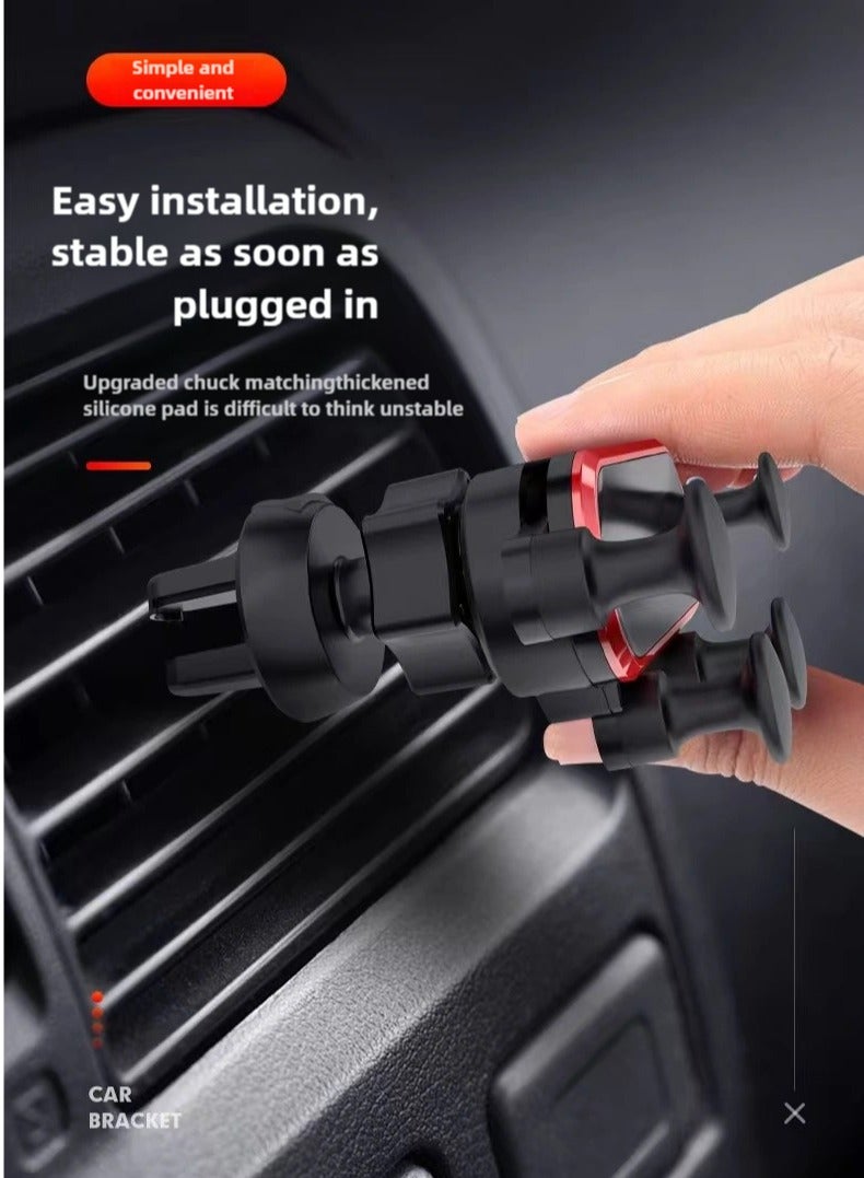 Car phone holder, retractable, universal air vent mount, compatible with iPhone, red  - Image 5