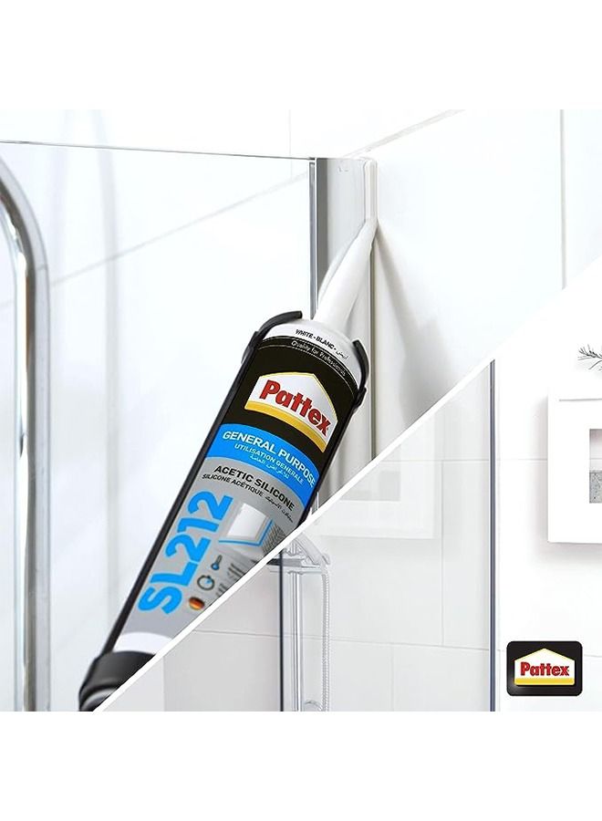 Pattex مانع التسرب السيليكوني الشفاف الأسيتيك، SL1212، 280 مل - Image 2