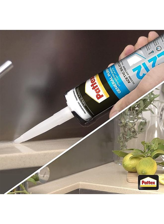 Pattex مانع التسرب السيليكوني الشفاف الأسيتيك، SL1212، 280 مل - Image 3