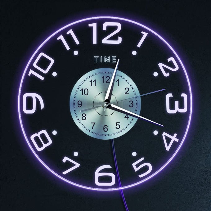MODERN 12 LED LIGHTED WALL CLOCK SILENT QUARTZ NIGHT LIGHT CLOCK WITH 7 LUMINOUS MODES BIG NUMBERS WALL DECOR FOR LIVING ROOM BEDROOM RED GREEN BLUE WHITE CYAN PURPLE YELLOW