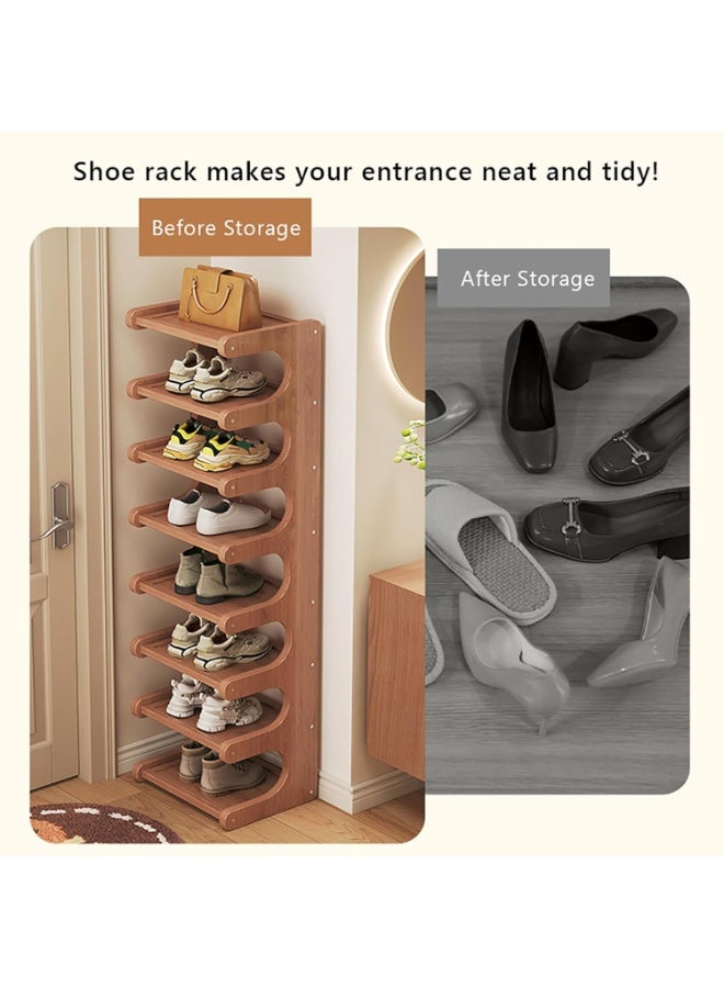 Bukela Shoe Rack for Entryway, Vertical Bamboo Storage Tower, 8 Tier Wooden Shelf for Small Spaces, Perfect for Front Door or Garage - Dimensions: 11.8" L x 7.8" W x 46.1" H - Image 4