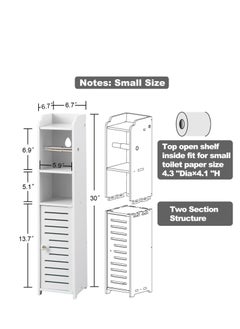 AOJEZOR Toilet Paper Holder Stand: Bathroom Storage Cabinet Beside Toilet for Small Space Bathroom with Toilet Roll Holder - White by AOJEZOR  - Image 3