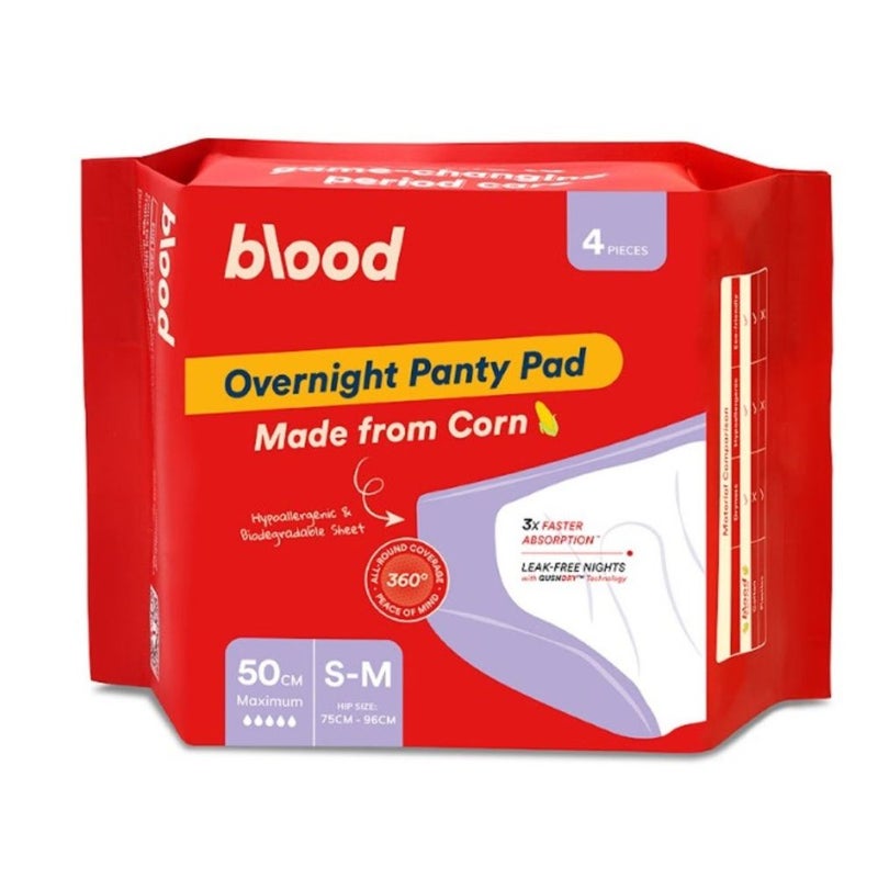 blood Overnight Panty Pad, 50cm, S-M, 4pcs - Image 1