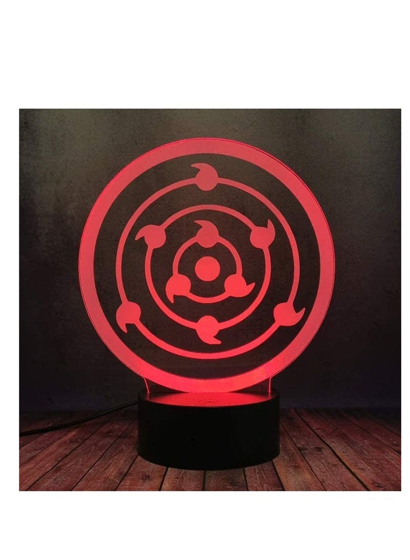 althiqahkey Naruto Legends Creative Logo Lamp 3D LED Uchiha Madara Rinnegan Eye Symbol Manga Night Light Touch Rmeote 16 Colors Lamp Anime Fans Kid Decor Flash Holiday Xmas Party Toy Present Gift - Image 1