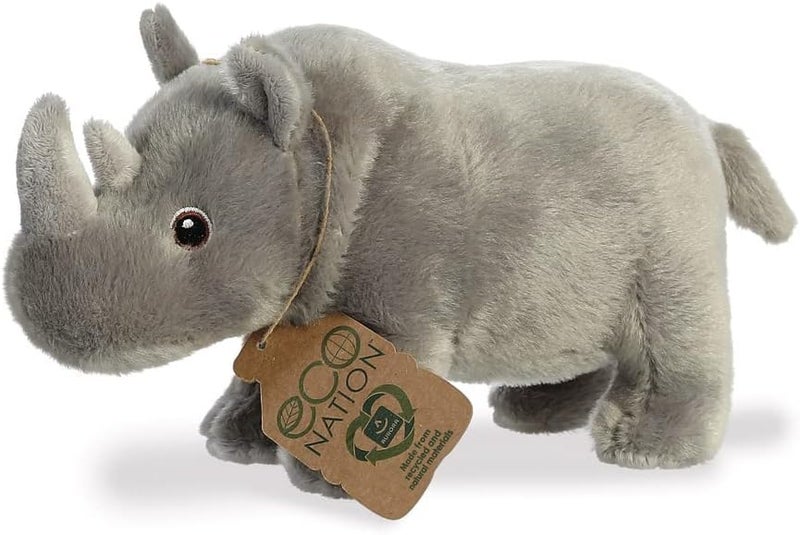 Aurora World Aurora 35023 Nation Rhino, 24 cm, Eco-Friendly Plush Toy, Grey - Image 1