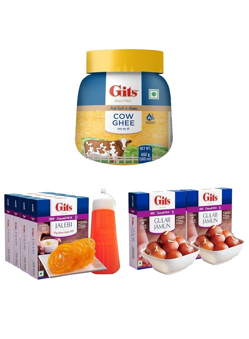 Gits Pure Ghee 500ml with Jalebi Mix 400g and Gulab Jamun Mix 400g - Image 1