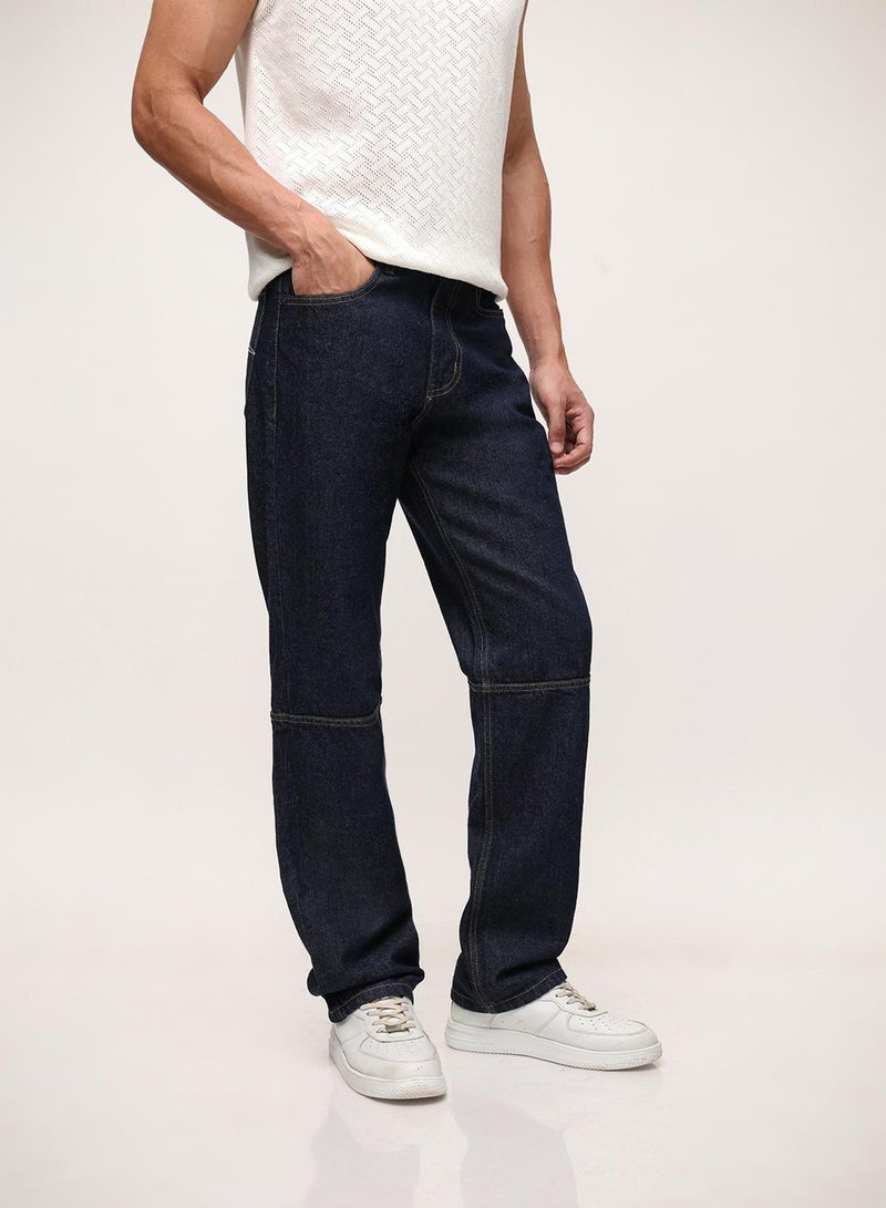 Dennis Lingo Blue 100% Cotton Washed Pattern Straight Fit Denim Jeans For Men - Image 3
