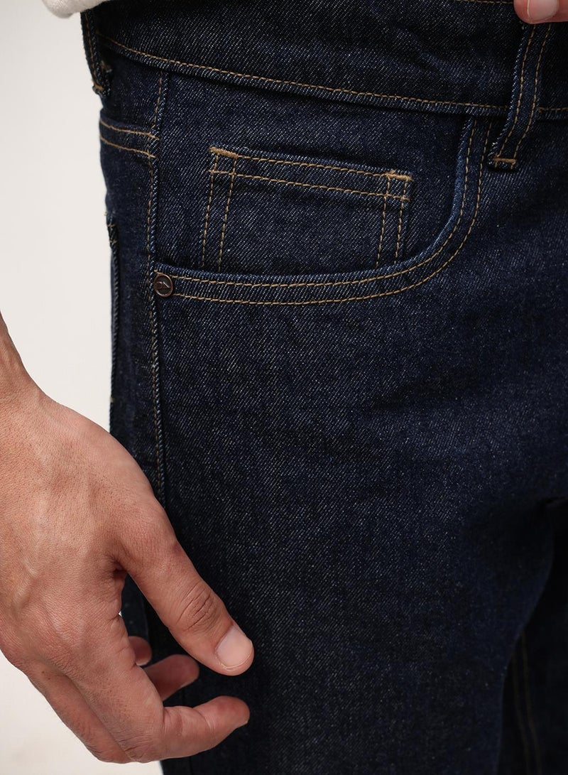 Dennis Lingo Blue 100% Cotton Washed Pattern Straight Fit Denim Jeans For Men - Image 4