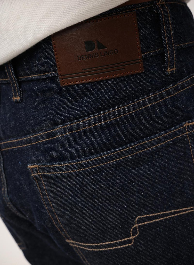 Dennis Lingo Blue 100% Cotton Washed Pattern Straight Fit Denim Jeans For Men - Image 5
