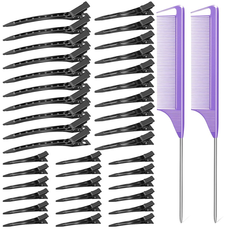 70pcs Womens Hair Accessories Set  MORGLES Black Flat Clips Combs for Stylists Alligator Clips for Rollers and Coloring Salons