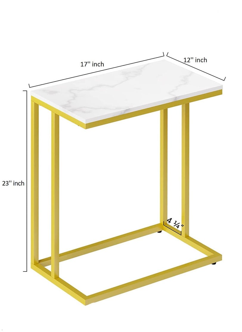 New Mark Impex New Mark Impex C Shaped Side Table End Table for Sofa Couch Living Room TV Tray Table 23 W x 135 D x 27 H Gold Frame  - Image 3