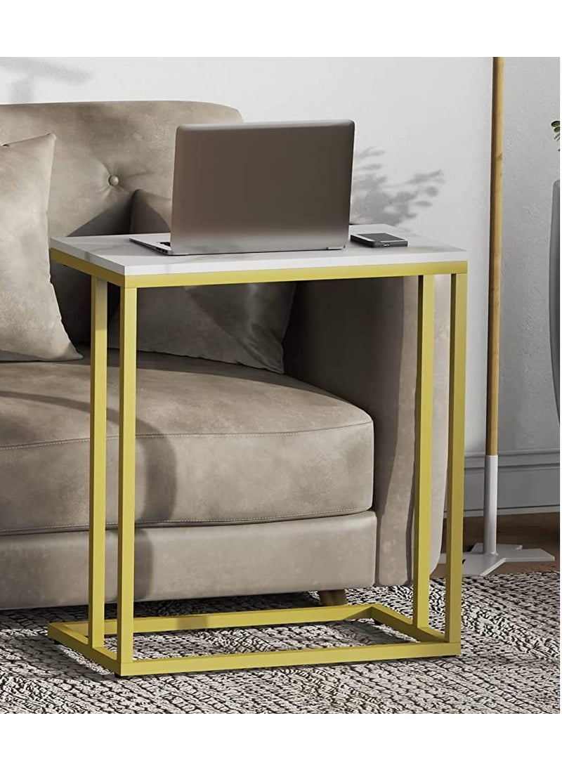 New Mark Impex New Mark Impex C Shaped Side Table End Table for Sofa Couch Living Room TV Tray Table 23 W x 135 D x 27 H Gold Frame  - Image 2