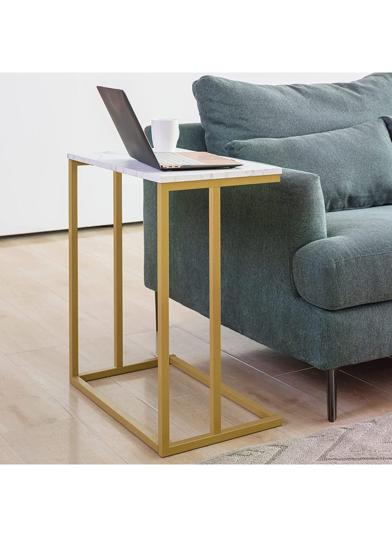 New Mark Impex New Mark Impex C Shaped Side Table End Table for Sofa Couch Living Room TV Tray Table 23 W x 135 D x 27 H Gold Frame  - Image 4
