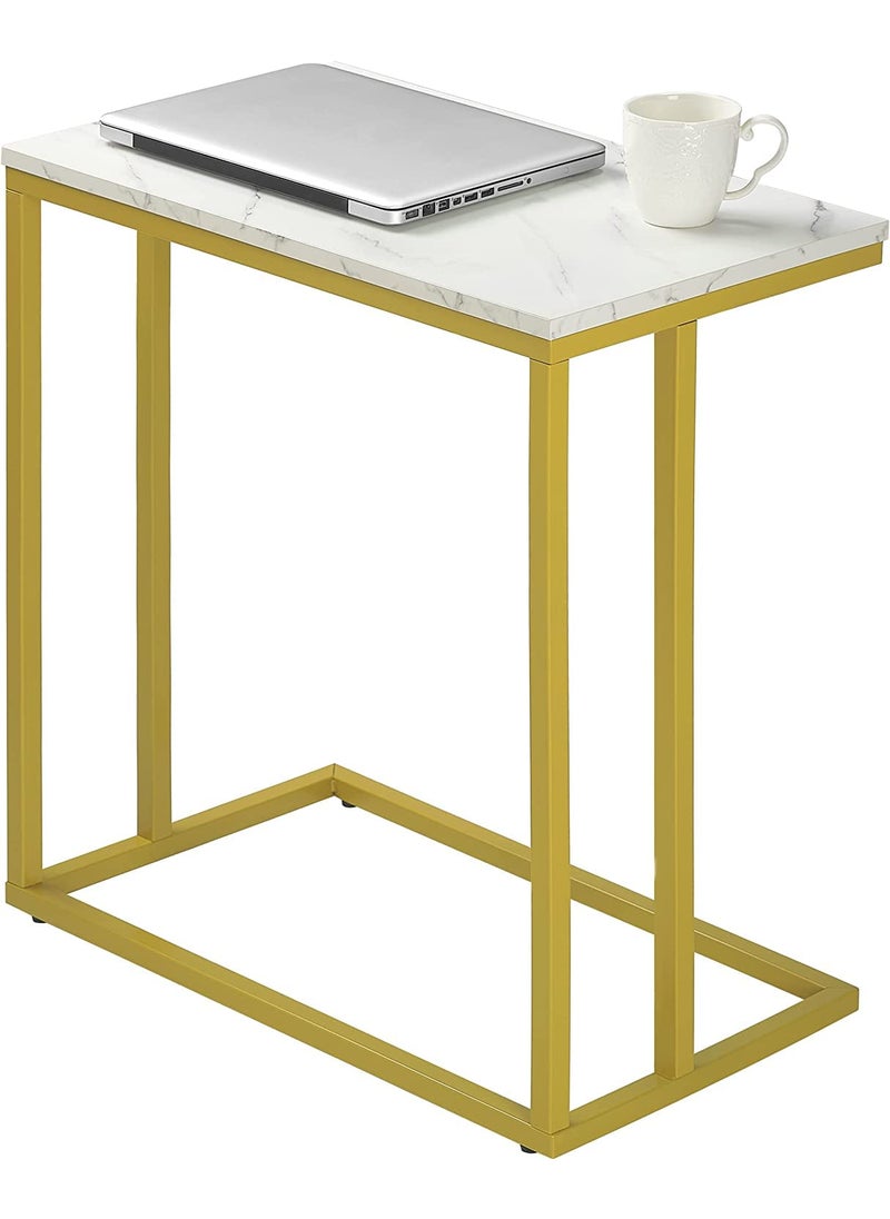 New Mark Impex New Mark Impex C Shaped Side Table End Table for Sofa Couch Living Room TV Tray Table 23 W x 135 D x 27 H Gold Frame  - Image 1