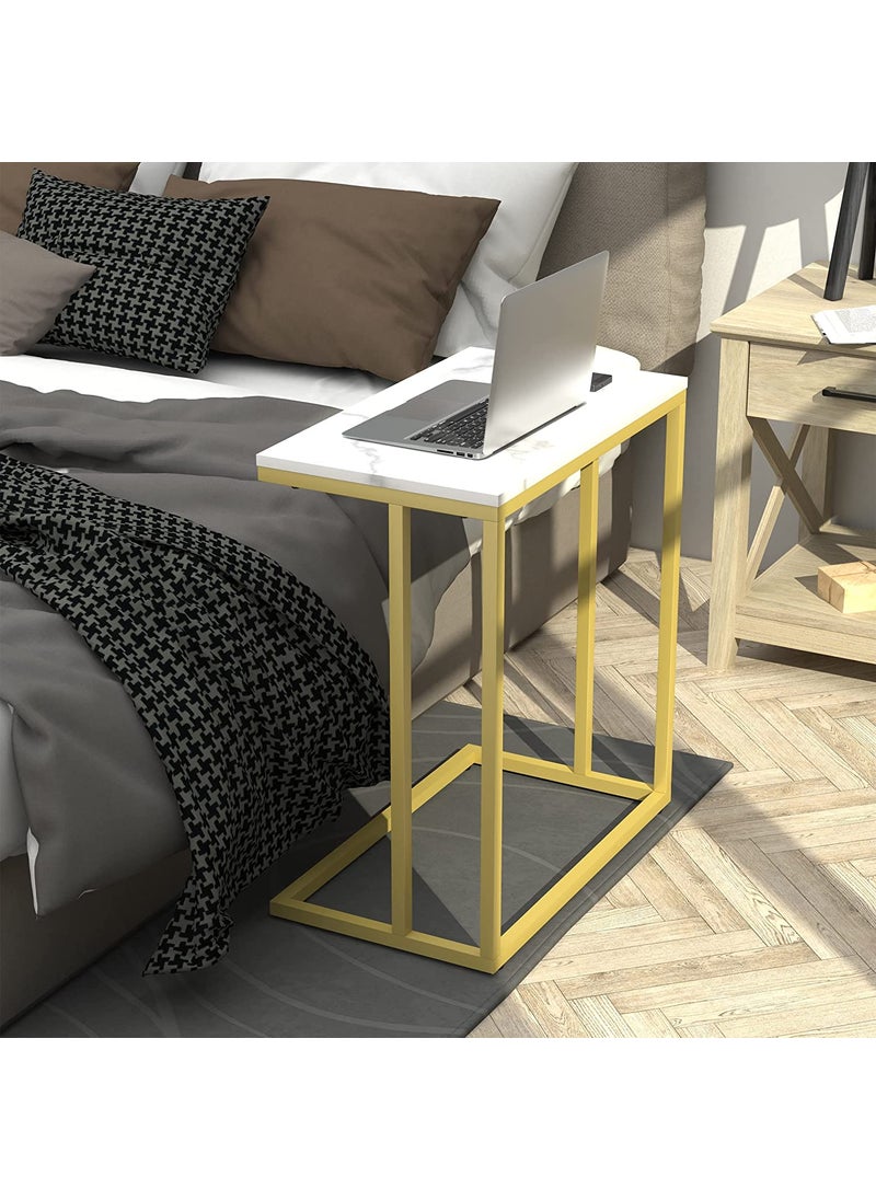 New Mark Impex New Mark Impex C Shaped Side Table End Table for Sofa Couch Living Room TV Tray Table 23 W x 135 D x 27 H Gold Frame  - Image 5