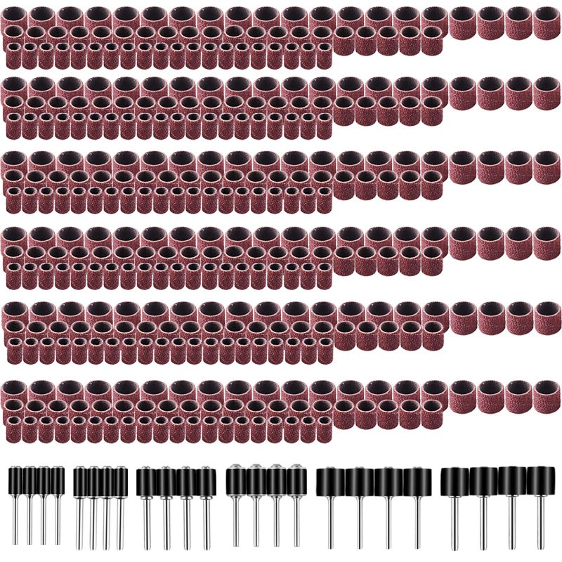 SIQUK 384 Pieces Drum Sander Set Including 360 Pieces Nail Sanding Band Sleeves and 24 Pieces Drum Mandrels for Dremel Rotary Tool - Image 1