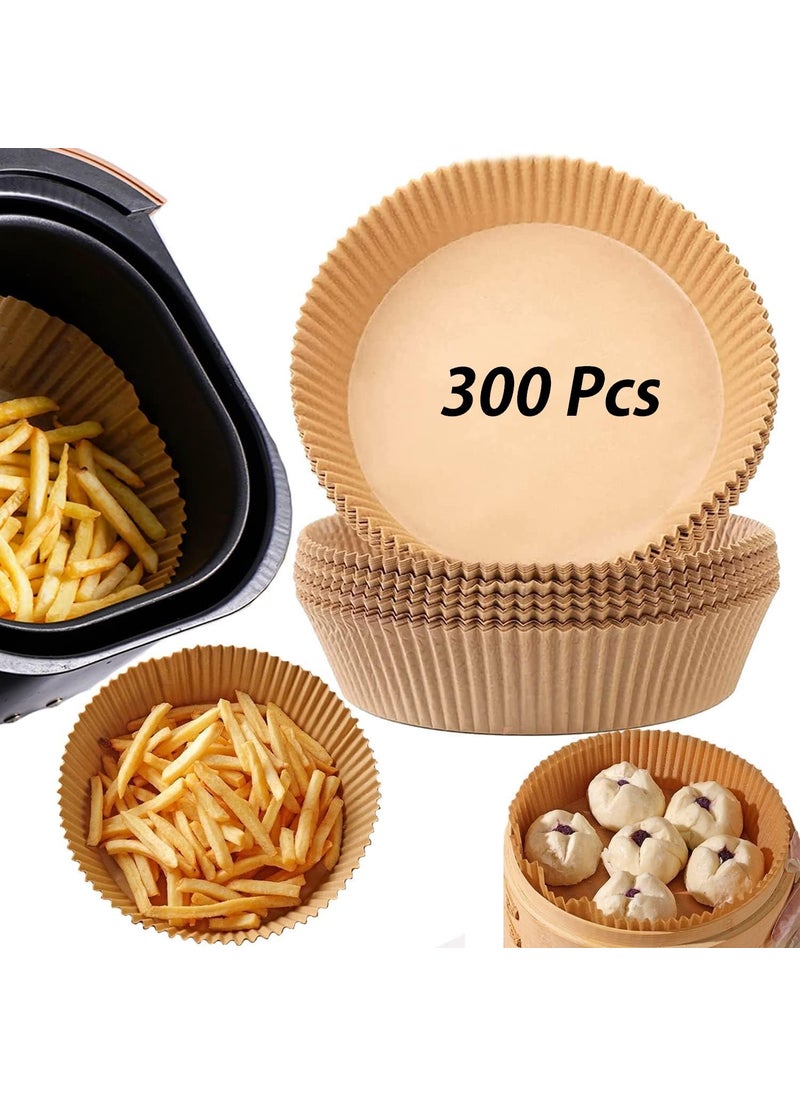 AZRMOH Air Fryer Disposable Paper Liner Round Air Fryer Parchment Paper Baking Paper for Air Fryer Food Grade Parchment Paper Sheets for Air Fryer Oil Proof Water Proof Air Fryer Paper 300 pcs 