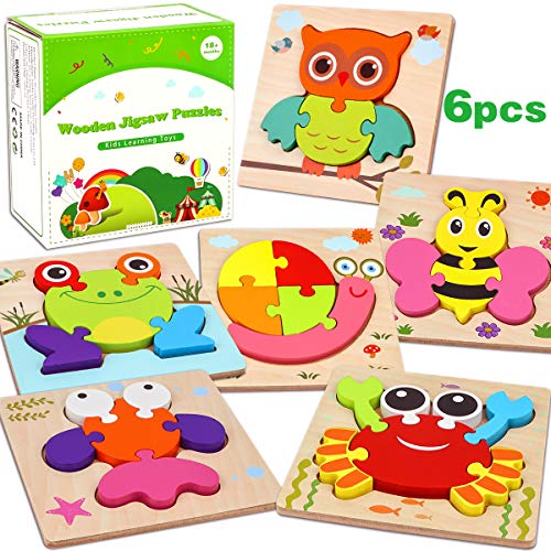 Dreampark Wooden Montessori Puzzles for Toddlers Kids Toddler Puzzles for 13 Montessori Toys for 1 2 3 Year Old Girls Boys Baby Kids Puzzle Ages 24 Preschool Learning Educational Toy - Image 1