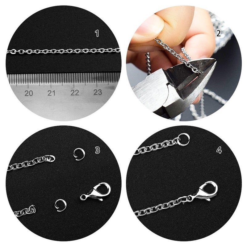 WXJ13 36 Feet Silver Stainless Steel Link Cable Chain with 20 Lobster Clasps and 30 Jump Rings for Men Women Jewelry Chain DIY Making, 2.0mm - Image 5