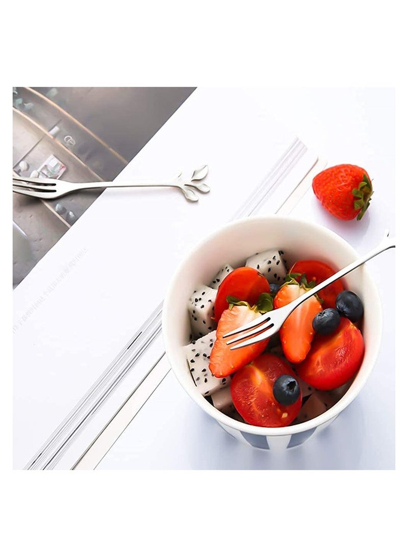SYOSI Coffee Tea Spoon, 12 Pieces Stainless Steel Dessert Tea Sugar Spoons, Stainless Steel Tea Fork, Appetizer Dessert Forks, Including 6 Spoons and 6 Forks, for Kitchen Tea Parties Coffee Shops - Image 2