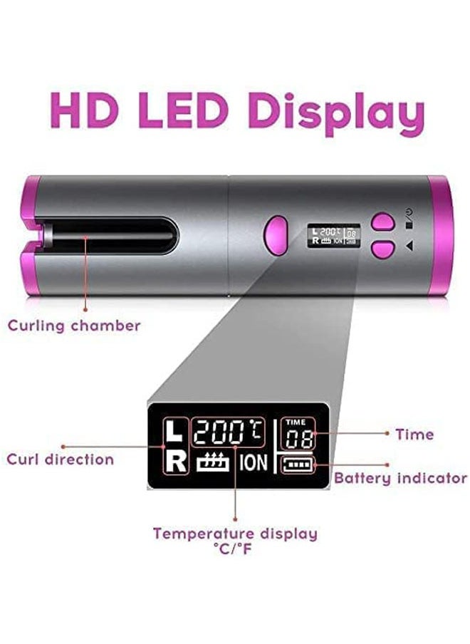 General - USB Rechargeable Automatic Curling Iron Ladies Cordless Curling Iron Silky Curling Hair Quick Heating Cordless Automatic Curling Iron with Timer Setting and 6 Adjustable Temperatures - Image 1
