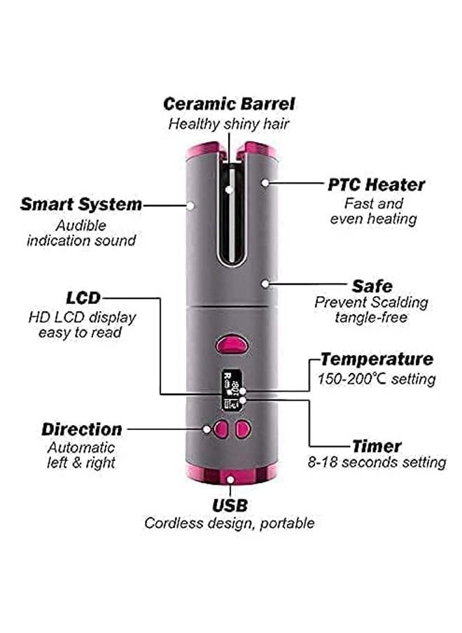 General - USB Rechargeable Automatic Curling Iron Ladies Cordless Curling Iron Silky Curling Hair Quick Heating Cordless Automatic Curling Iron with Timer Setting and 6 Adjustable Temperatures - Image 1