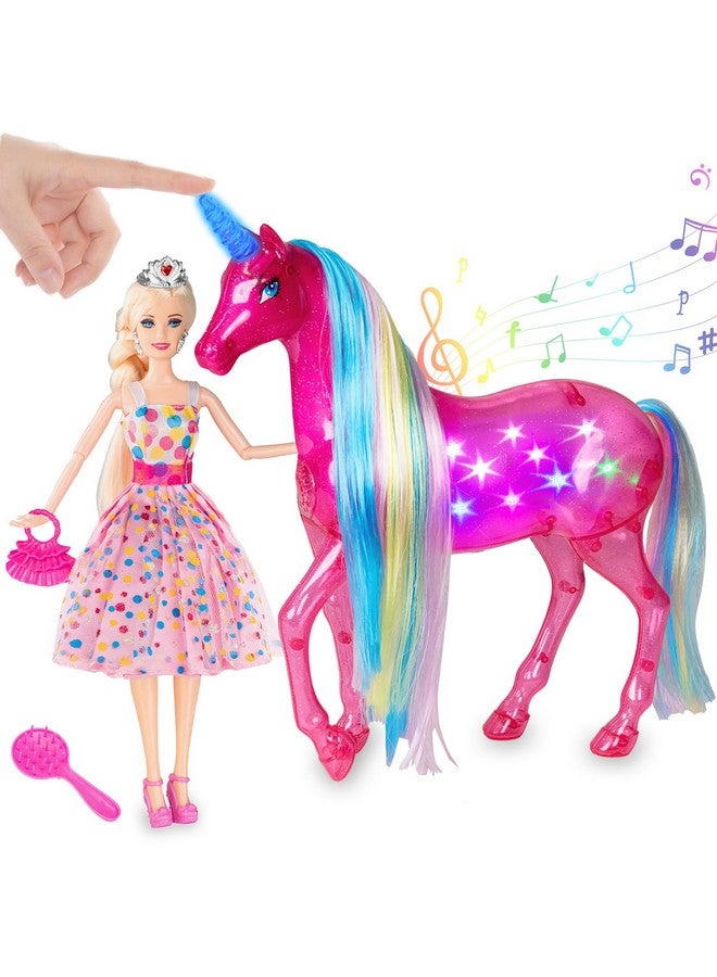 Bettina Large Unicorn & Princess Doll Set With Lights & Sounds - Magical Unicorn Toys, 11.5 Inch Dolls, Horse Playset, Unicorn Gifts For Girls Ages 3-8 - Image 1