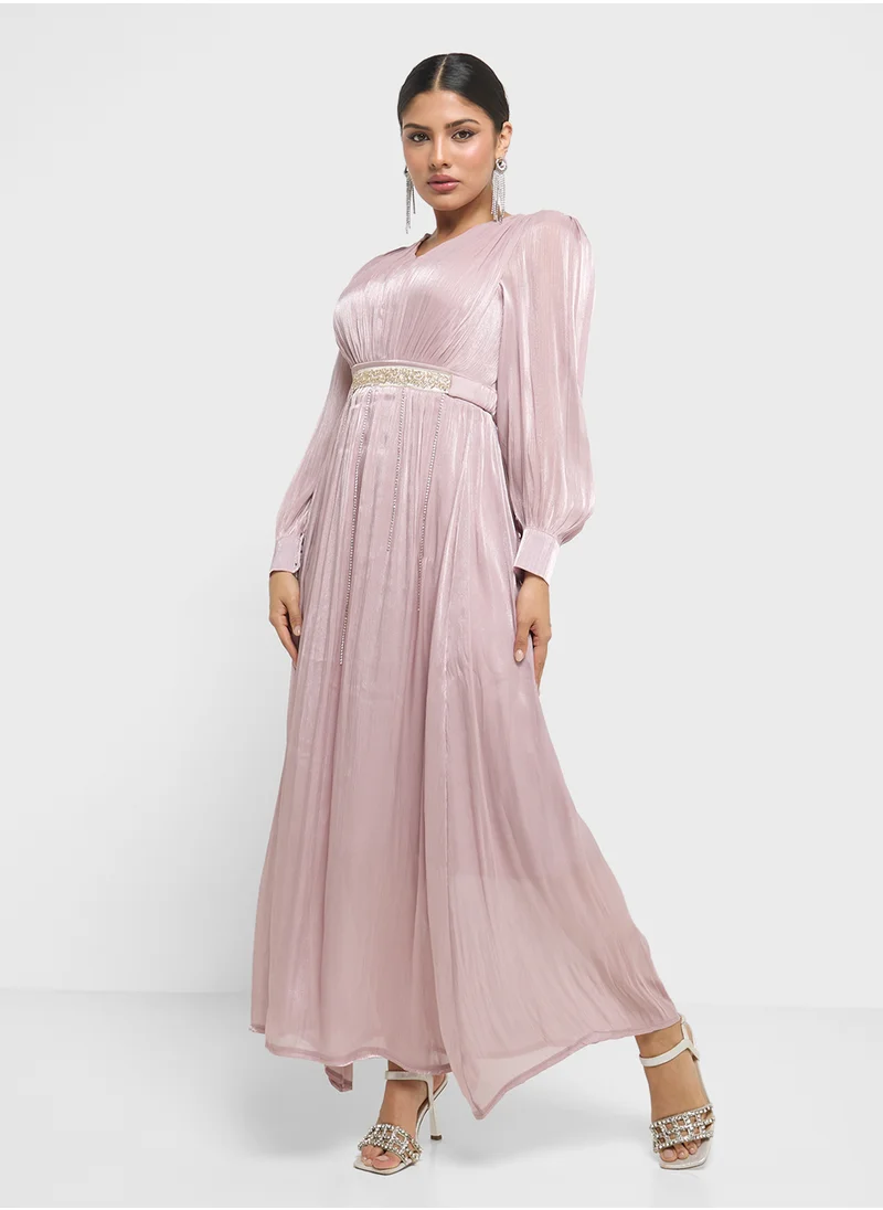 خزانة Ruched Dress With Puff Sleeves